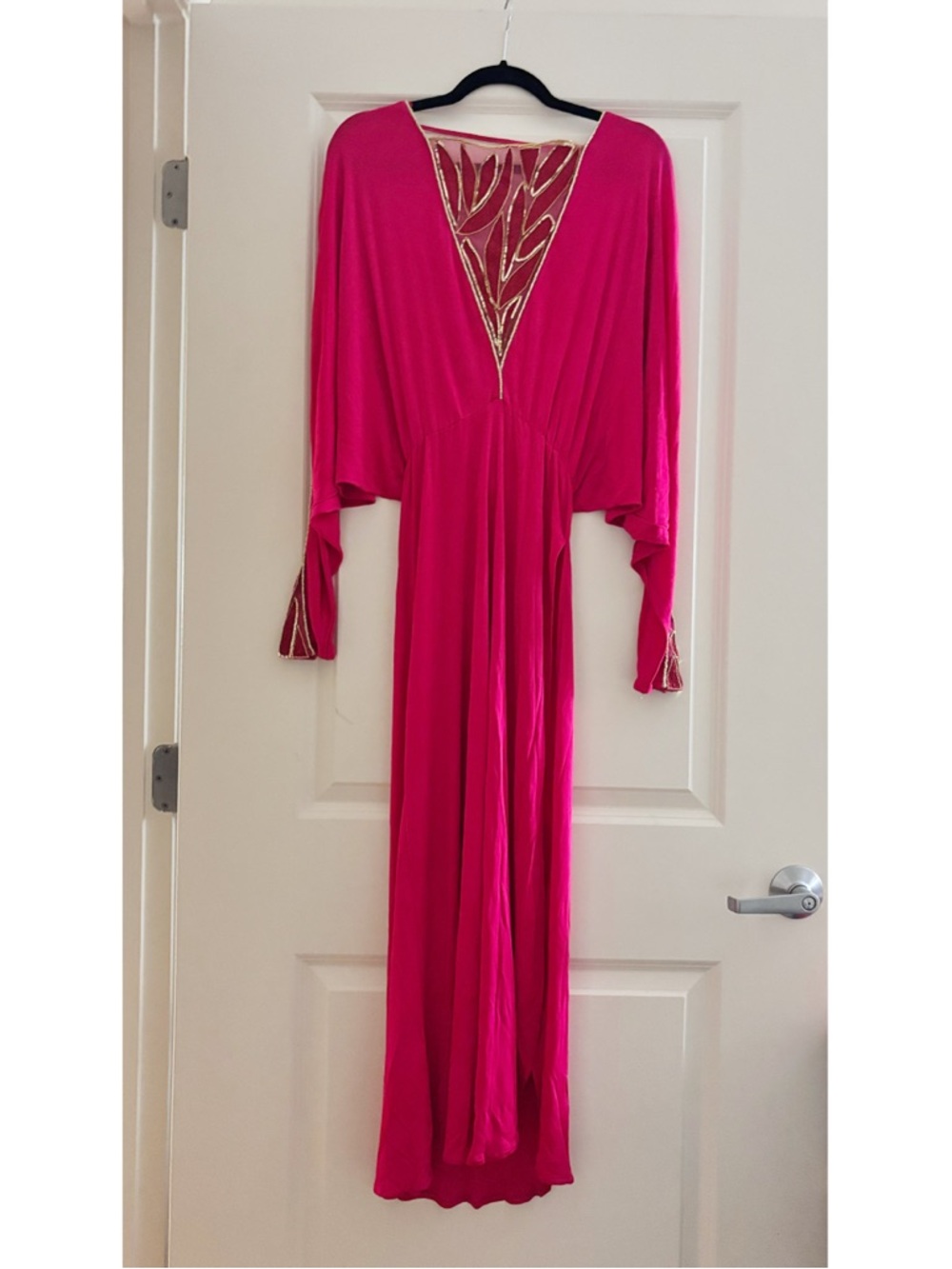 Angelo Marani Vintage Draped Gold Accent Maxi Dress